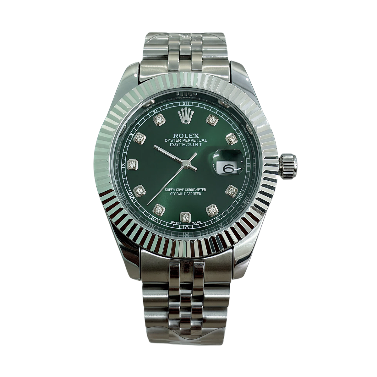 Rolex jubliee chain silver with green dial