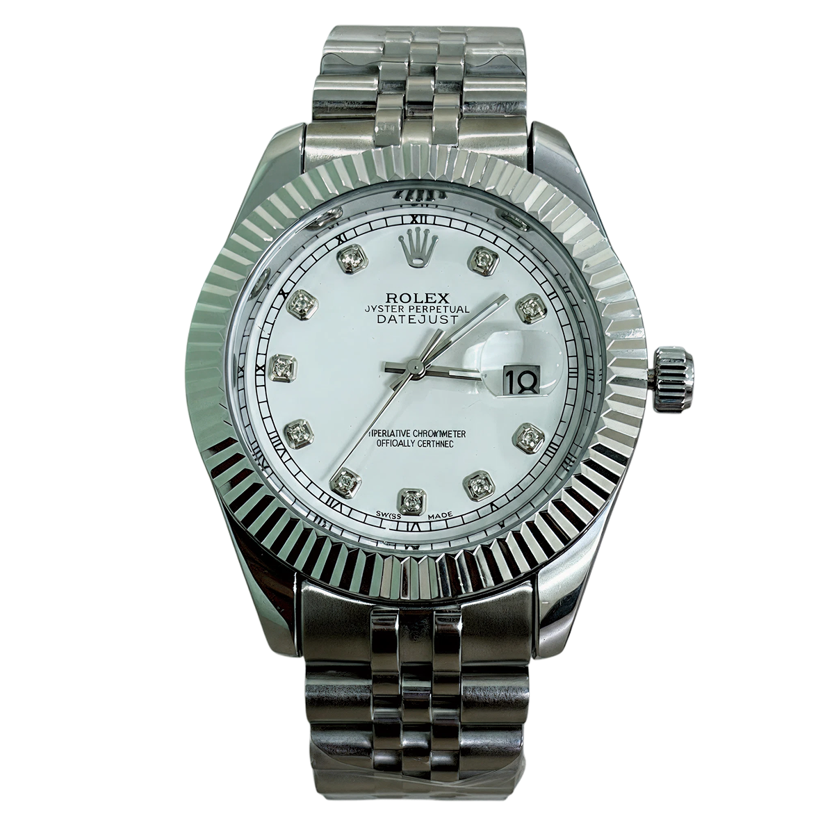 Rolex jubliee chain silver with white dial