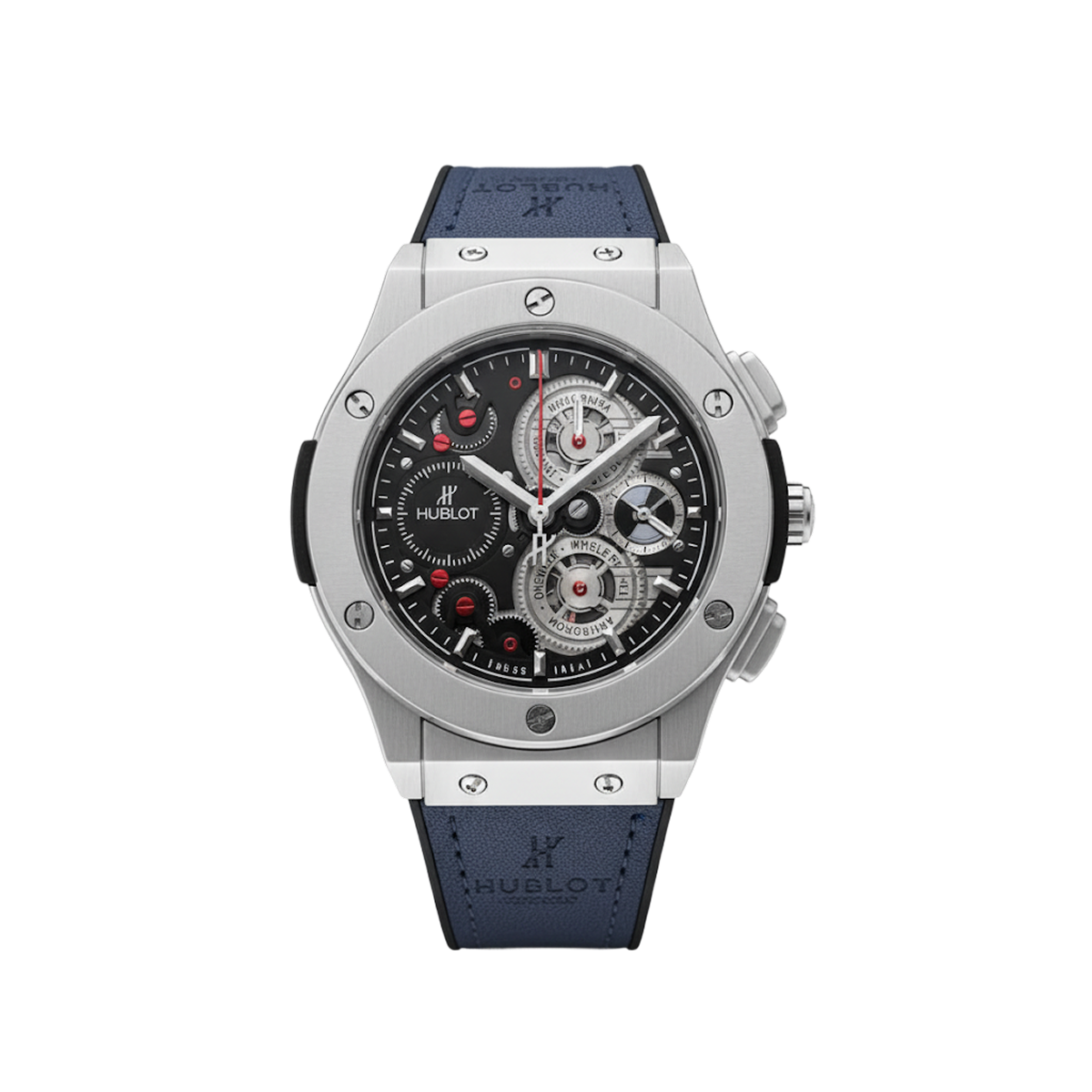 Hublot black scelton with Blue strap